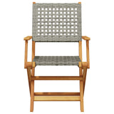 Folding Garden Chairs 8 pcs Grey Poly Rattan and Solid Wood - Top-Down View