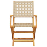 Folding Garden Chairs 4 pcs Beige Poly Rattan and Solid Wood - Top-Down View