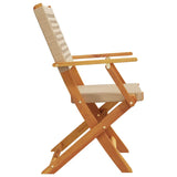 Folding Garden Chairs 4 pcs Beige Poly Rattan and Solid Wood - 45-Degree Angle
