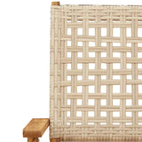 Folding Garden Chairs 4 pcs Beige Poly Rattan and Solid Wood - Extra Image