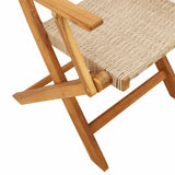 Folding Garden Chairs 6 pcs Beige Poly Rattan and Solid Wood - Low Angle