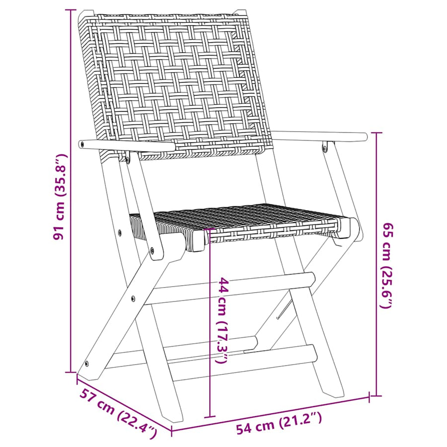 Folding Chairs 6 pcs Beige Poly Rattan and Solid Wood