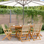 Folding Chairs 6 pcs Beige Poly Rattan and Solid Wood