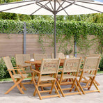 Folding Chairs 8 pcs Beige Poly Rattan and Solid Wood