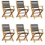 Folding Chairs 6 pcs Black Solid Wood Acacia