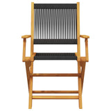 Folding Garden Chairs 6 pcs Black Solid Wood Acacia - Top-Down View