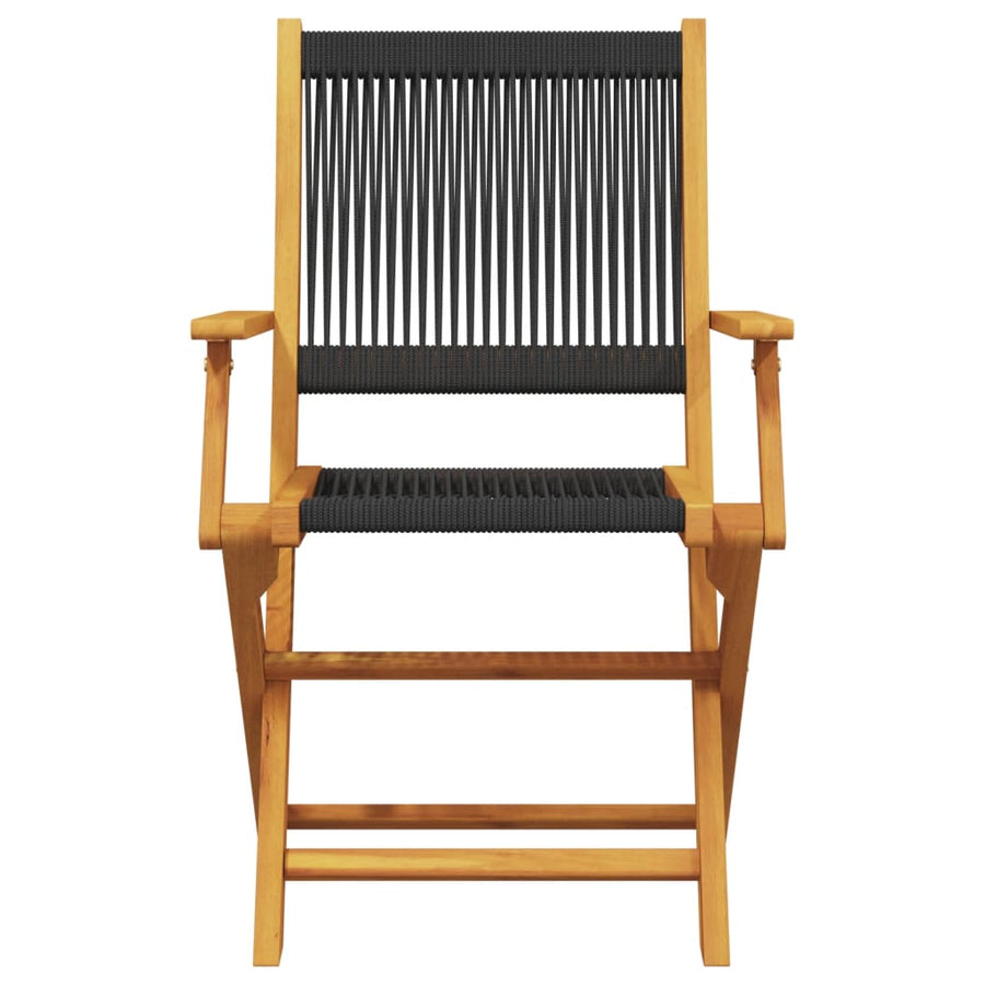 Folding Chairs 6 pcs Black Solid Wood Acacia