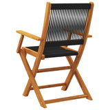 Folding Garden Chairs 6 pcs Black Solid Wood Acacia - Rear View