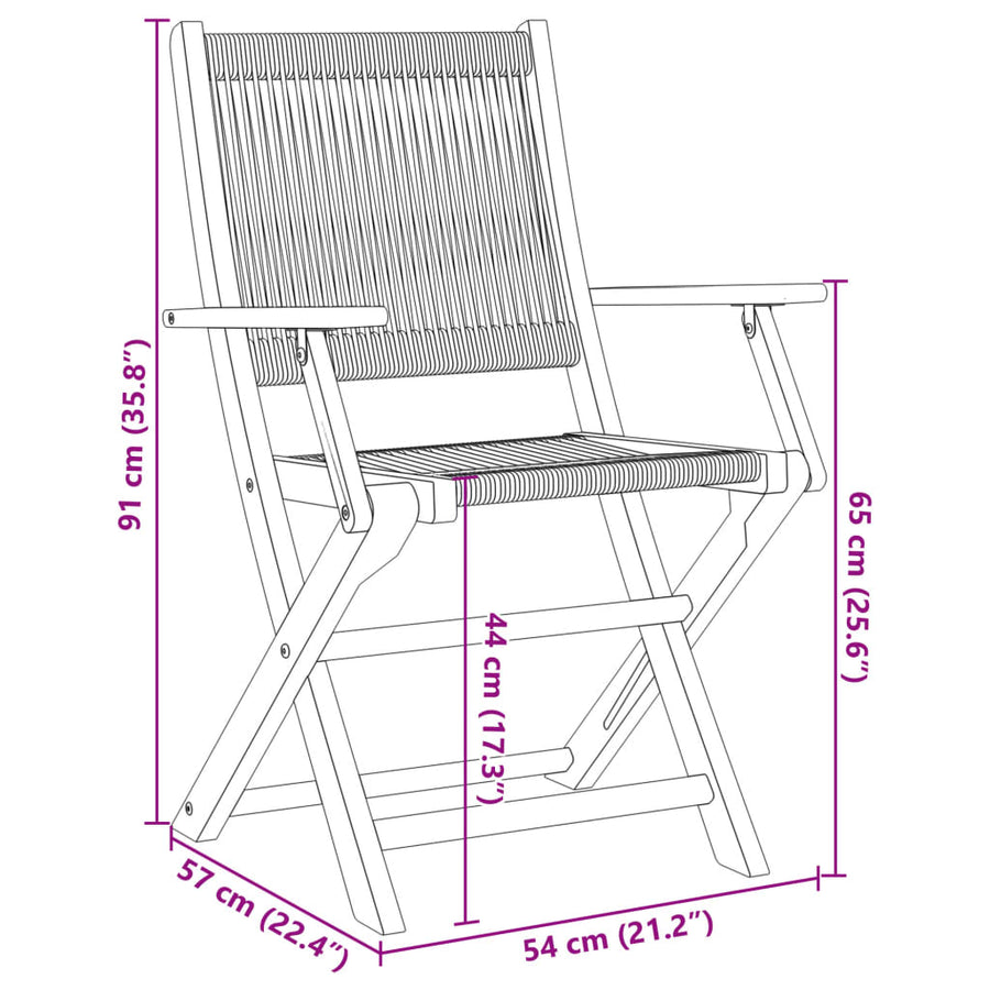 Folding Chairs 6 pcs Black Solid Wood Acacia
