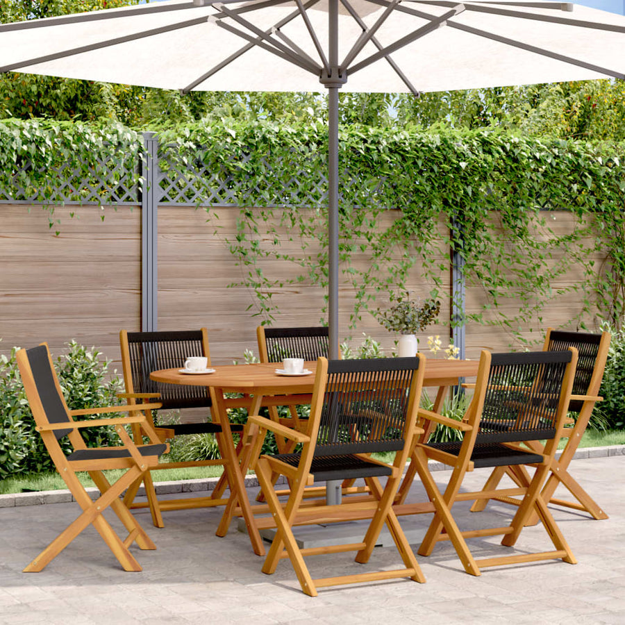 Folding Chairs 6 pcs Black Solid Wood Acacia