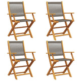 Folding Garden Chairs 4 pcs Grey Solid Wood Acacia - Front View