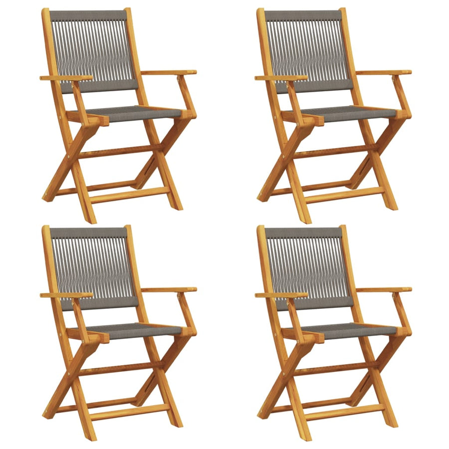Folding Chairs 4 pcs Grey Solid Wood Acacia