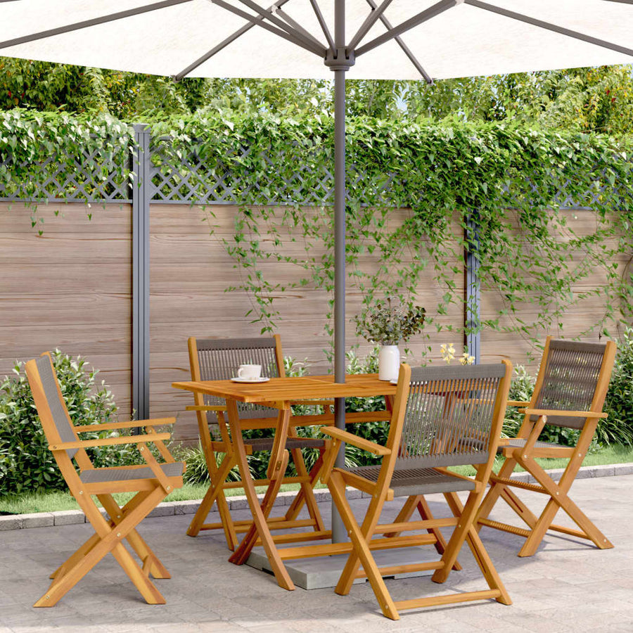 Folding Chairs 4 pcs Grey Solid Wood Acacia