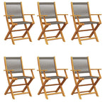 Folding Chairs 6 pcs Grey Solid Wood Acacia