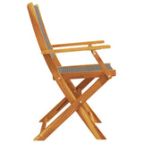 Folding Garden Chairs 6 pcs Grey Solid Wood Acacia - 45-Degree Angle