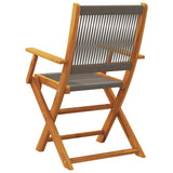 Folding Garden Chairs 6 pcs Grey Solid Wood Acacia - Rear View