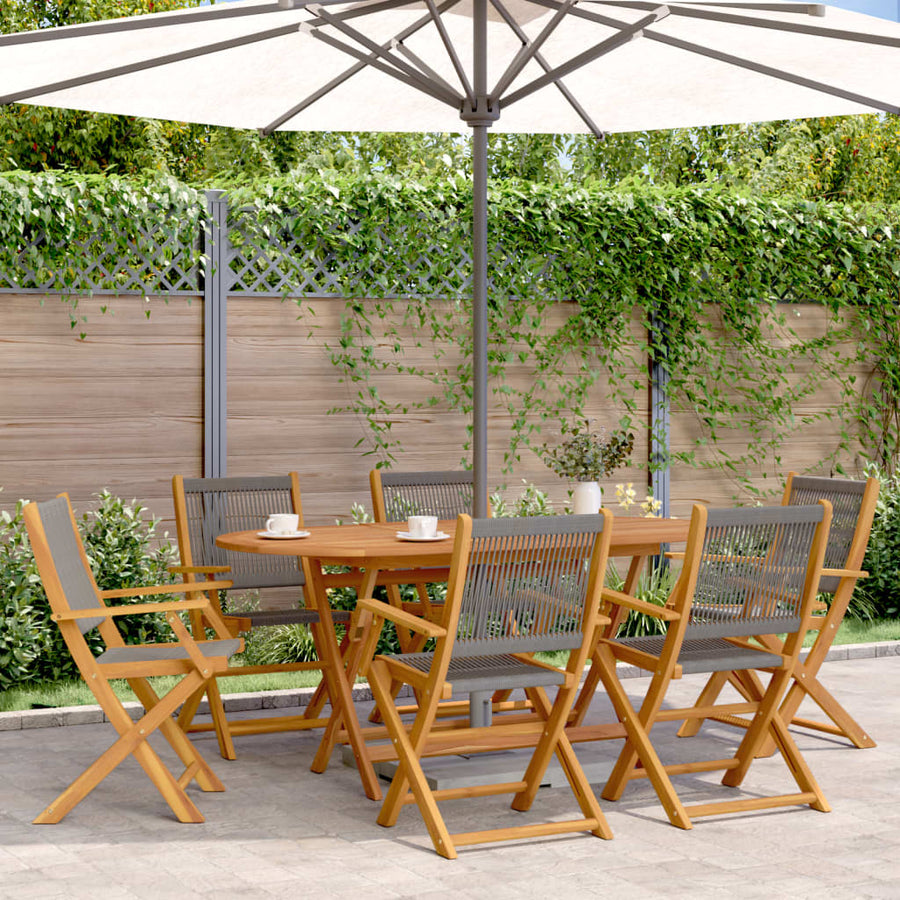 Folding Chairs 6 pcs Grey Solid Wood Acacia