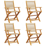 Folding Garden Chairs 4 pcs Beige Solid Wood Acacia - Front View
