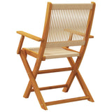 Folding Garden Chairs 4 pcs Beige Solid Wood Acacia - Rear View