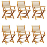 Folding Garden Chairs 6 pcs Beige Solid Wood Acacia