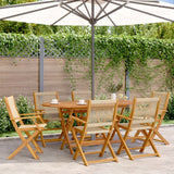 Folding Garden Chairs 6 pcs Beige Solid Wood Acacia