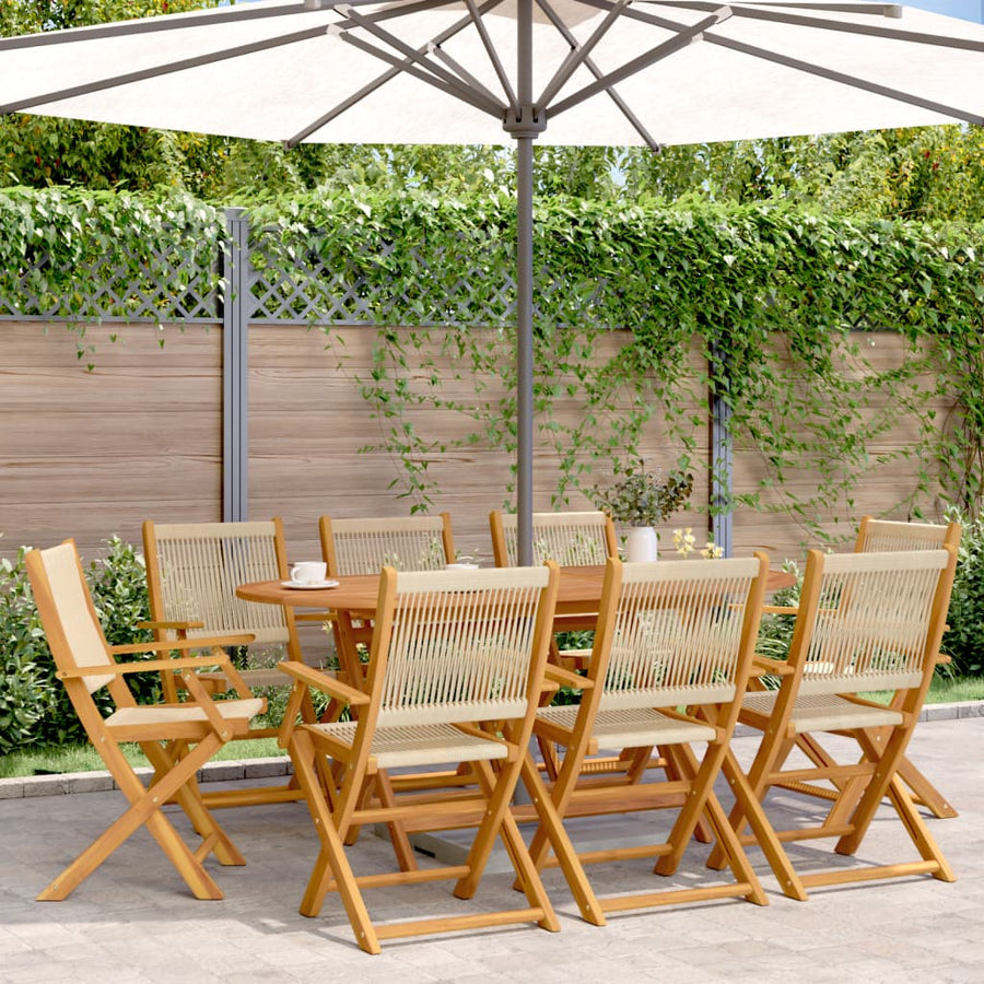 Folding Chairs 8 pcs Beige Solid Wood Acacia