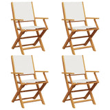 Folding Garden Chairs 4 pcs Cream White Fabric and Solid Wood - Front View