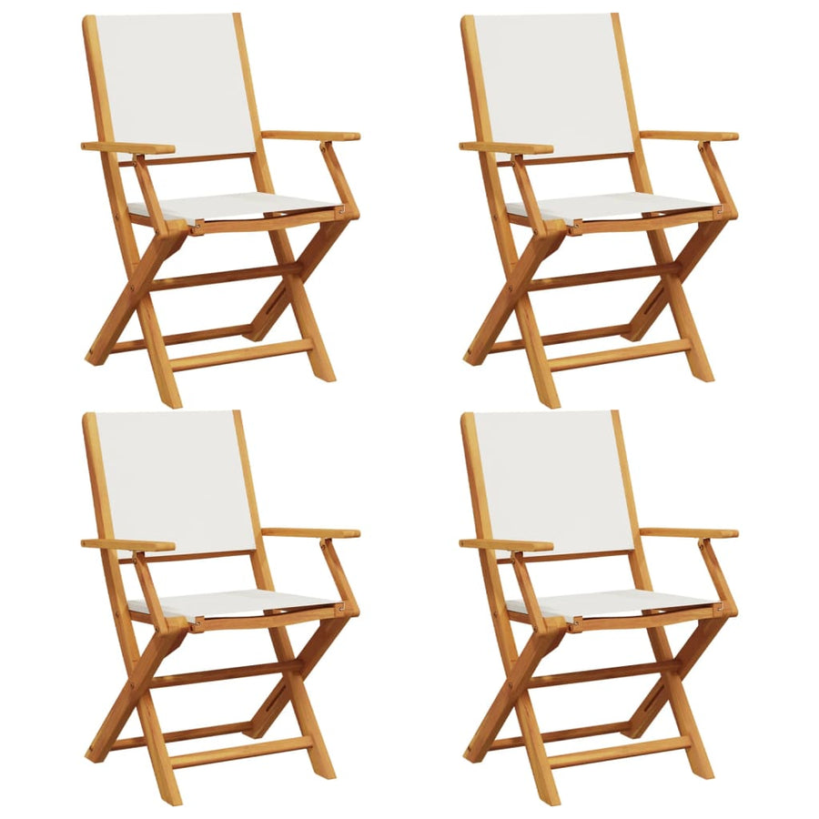 Folding Chairs 4 pcs Cream White Fabric and Solid Wood