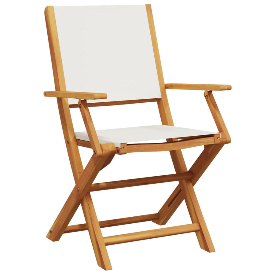 Folding Chairs 4 pcs Cream White Fabric and Solid Wood