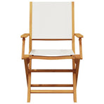 Folding Chairs 4 pcs Cream White Fabric and Solid Wood