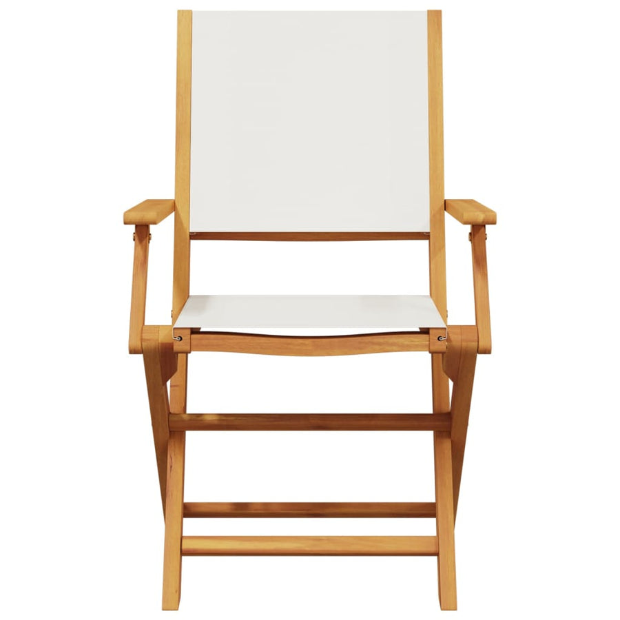 Folding Chairs 4 pcs Cream White Fabric and Solid Wood