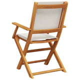 Folding Garden Chairs 4 pcs Cream White Fabric and Solid Wood - Rear View