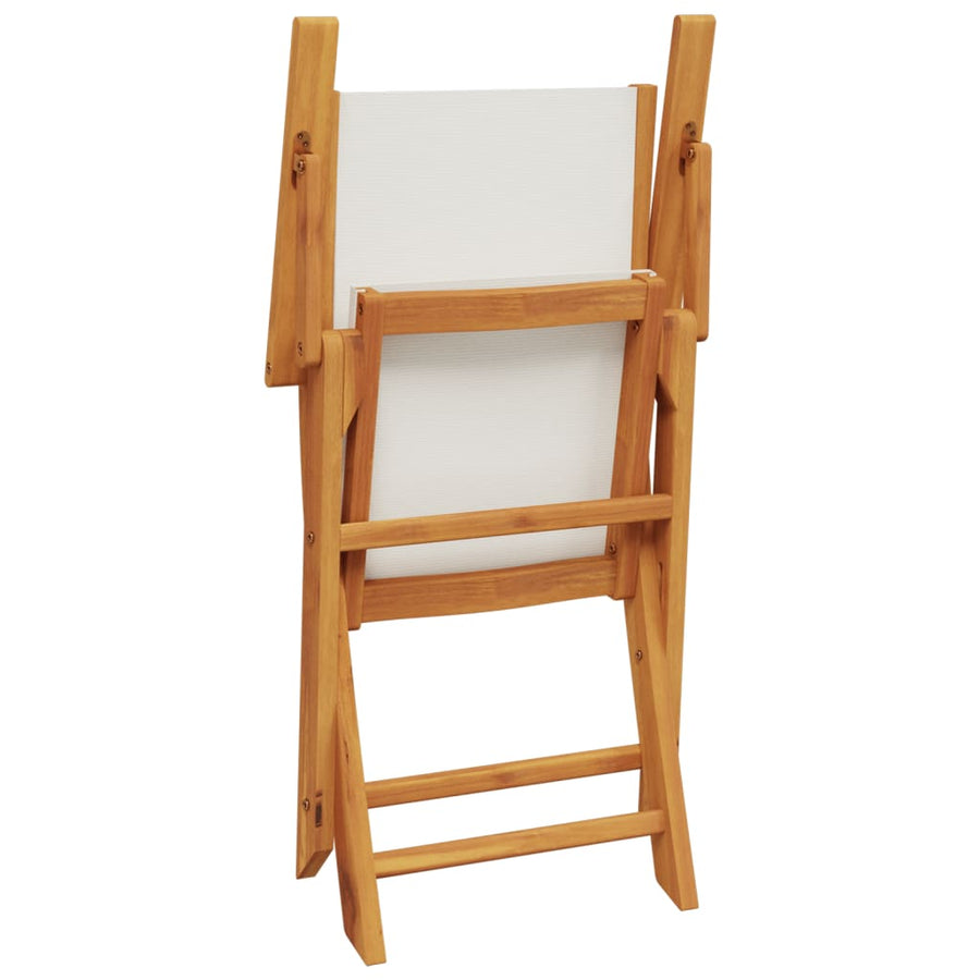 Folding Chairs 4 pcs Cream White Fabric and Solid Wood