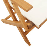 Folding Garden Chairs 4 pcs Cream White Fabric and Solid Wood - Low Angle