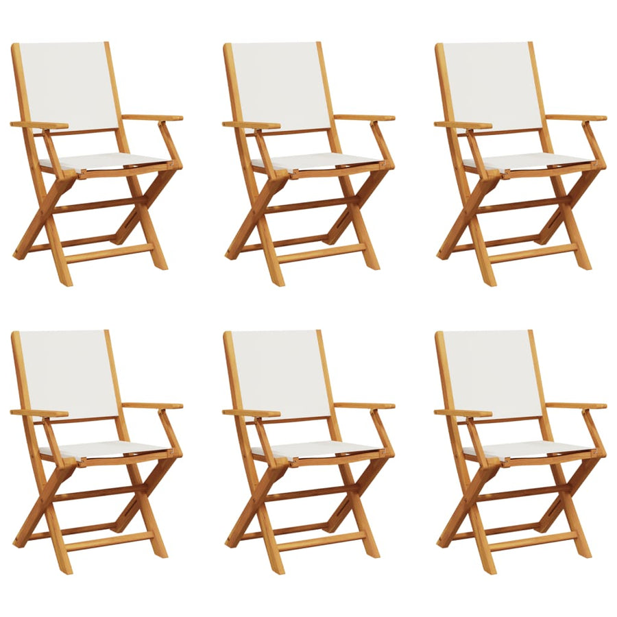 Folding Chairs 6 pcs Cream White Fabric and Solid Wood