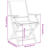 Folding Garden Chairs 6 pcs Cream White Fabric and Solid Wood - Extra Image