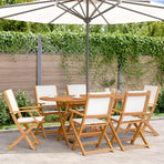 Folding Chairs 6 pcs Cream White Fabric and Solid Wood