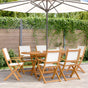 Folding Chairs 6 pcs Cream White Fabric and Solid Wood