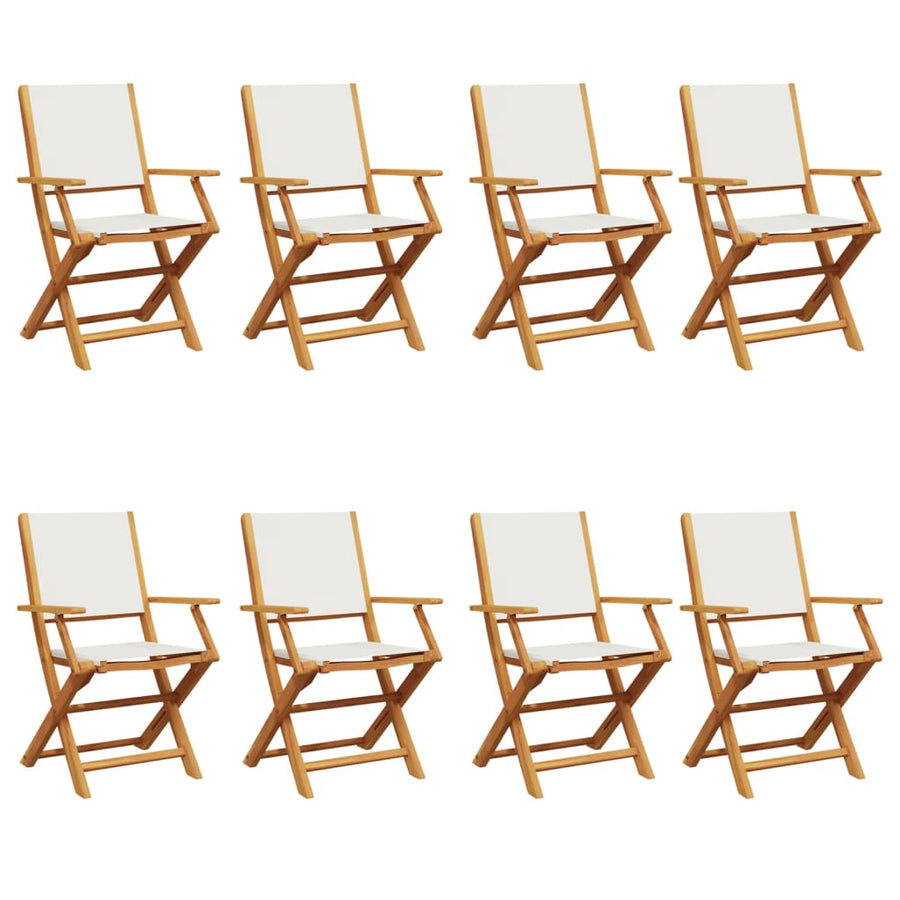 Folding Chairs 8 pcs Cream White Fabric and Solid Wood