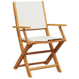 Folding Garden Chairs 8 pcs Cream White Fabric and Solid Wood - Side View