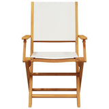 Folding Garden Chairs 8 pcs Cream White Fabric and Solid Wood - Top-Down View