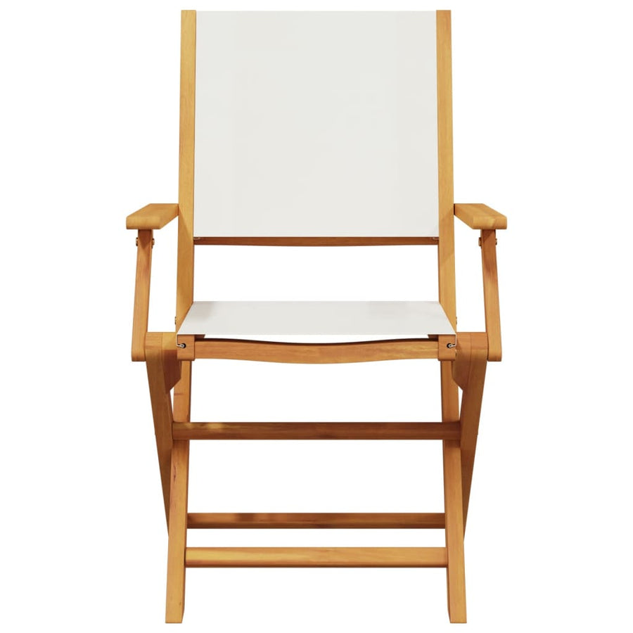 Folding Chairs 8 pcs Cream White Fabric and Solid Wood