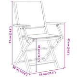 Folding Garden Chairs 8 pcs Cream White Fabric and Solid Wood - Extra Image