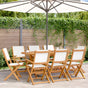 Folding Chairs 8 pcs Cream White Fabric and Solid Wood