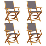 Folding Chairs 4 pcs Anthracite Fabric and Solid Wood
