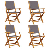 Folding Garden Chairs 4 pcs Anthracite Fabric and Solid Wood - Front View