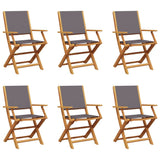 Folding Garden Chairs 6 pcs Anthracite Fabric and Solid Wood - Front View