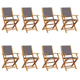 Folding Garden Chairs 8 pcs Anthracite Fabric and Solid Wood - Front View
