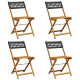 Folding Chairs 4 pcs Black Poly Rattan and Solid Wood
