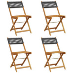 Folding Chairs 4 pcs Black Poly Rattan and Solid Wood